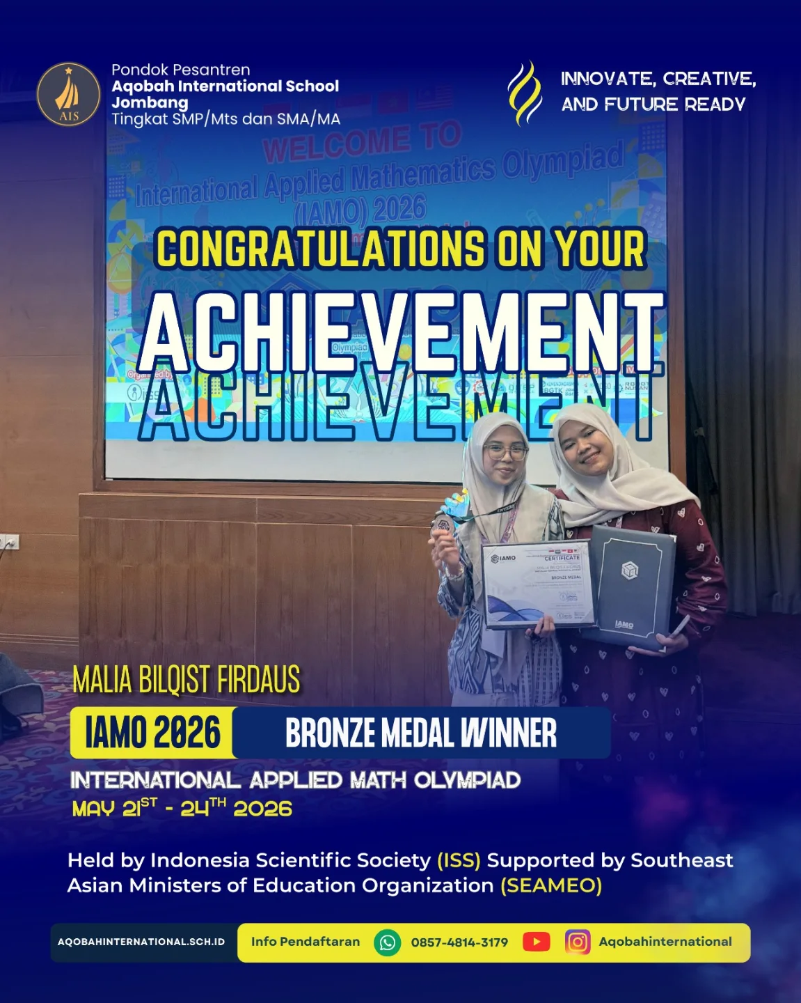 Malia Bilqist Firdaus Raih Medali Perunggu pada International Applied Math Olympiad (IAMO) 2026
